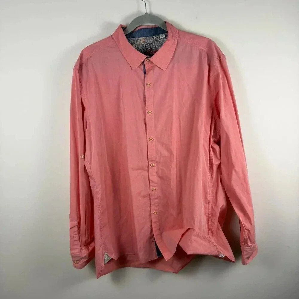 Robert Graham Long Sleeve Button Up Salmon‎ Pink XXL